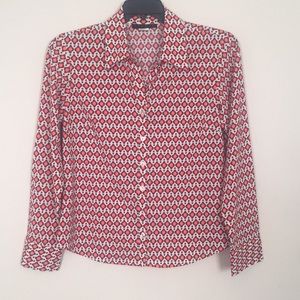 ‼️SALE‼️NINETY Brand Long Sleeve Dotted Design Blouse M NWOT